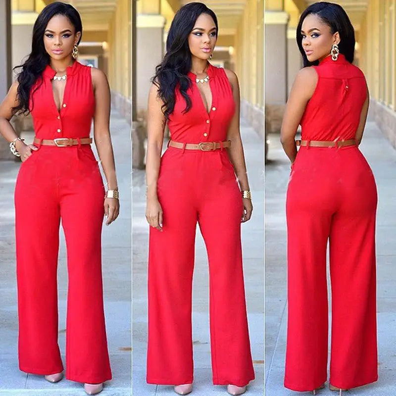 Women v-neck wide leg pants rompers women jumpsuit sexy jumpsuits for women women's jumpsuits female clothes
